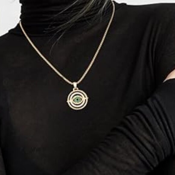 Neiman Marcus 18k Gold Plated Evil Eye Necklace - Picture 1 of 4